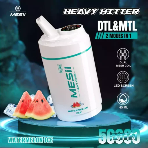 High Performance Mesii Shisha Heavy Hitter 50k Puffs Vape with Digital Display and Rechargeable Battery
