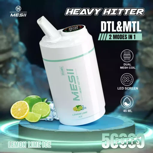 High Performance Mesii Shisha Heavy Hitter 50k Puffs Vape with Digital Display and Rechargeable Battery