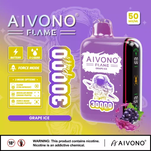 Top-Rated Aivono Aim Flame 30000 Puffs Rechargeable Disposable Vape Featuring a Smooth Nicotine Salt Taste