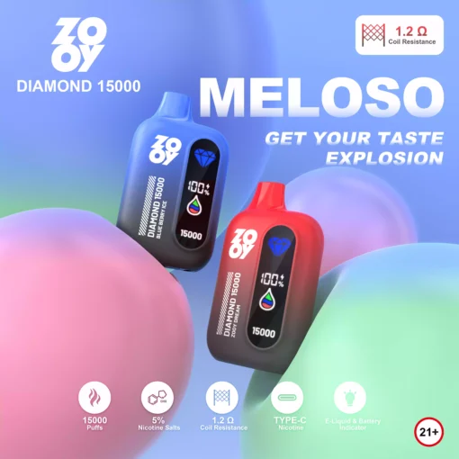Wholesale Bulk Orders for Zooy Diamond 15000 Puffs Disposable Vape with Mesh Coil and 550mAh Battery