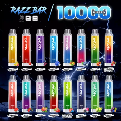 Best Value Razzbar Crystal 10000 Puffs Salt Nicotine Available In 2 Percent And 0 Percent