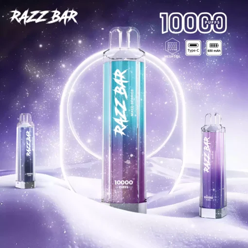 Best Value Razzbar Crystal 10000 Puffs Salt Nicotine Available In 2 Percent And 0 Percent