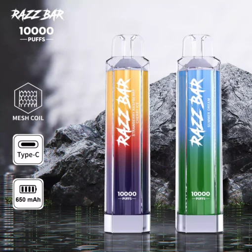 Best Value Razzbar Crystal 10000 Puffs Salt Nicotine Available In 2 Percent And 0 Percent