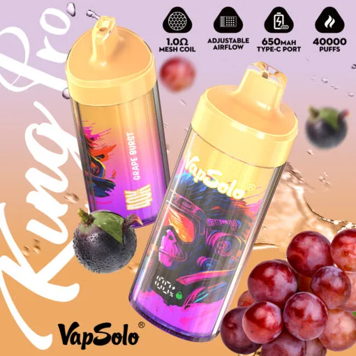 High Output Vapsolo KING PRO 40K Disposable with Mesh Coil and Compact Power Solution