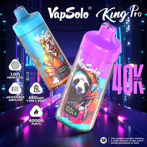 High Output Vapsolo KING PRO 40K Disposable with Mesh Coil and Compact Power Solution