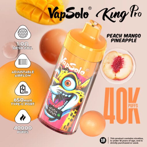 High Output Vapsolo KING PRO 40K Disposable with Mesh Coil and Compact Power Solution