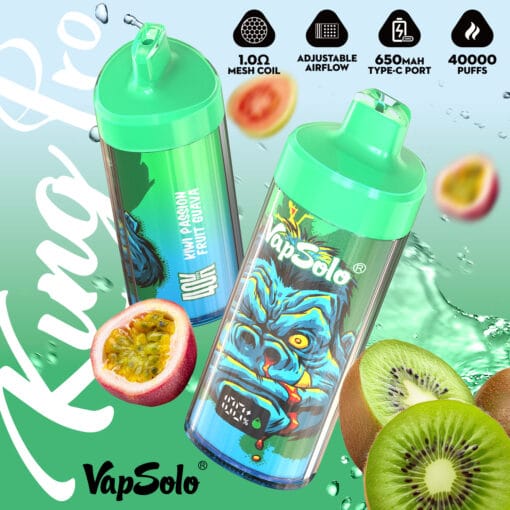 High Output Vapsolo KING PRO 40K Disposable with Mesh Coil and Compact Power Solution