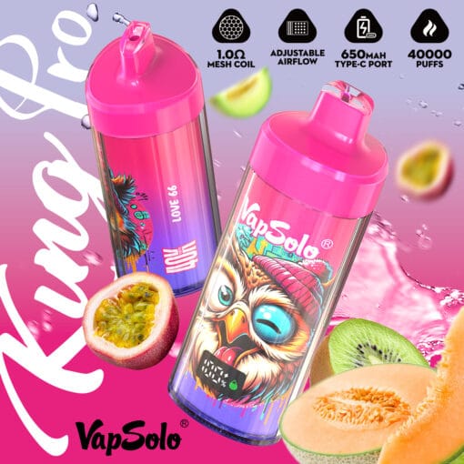 High Output Vapsolo KING PRO 40K Disposable with Mesh Coil and Compact Power Solution