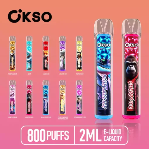 High Performance OKSO Crystal Bar 800 Puffs Disposable Vape with Advanced Mesh Coil and LED Illumination