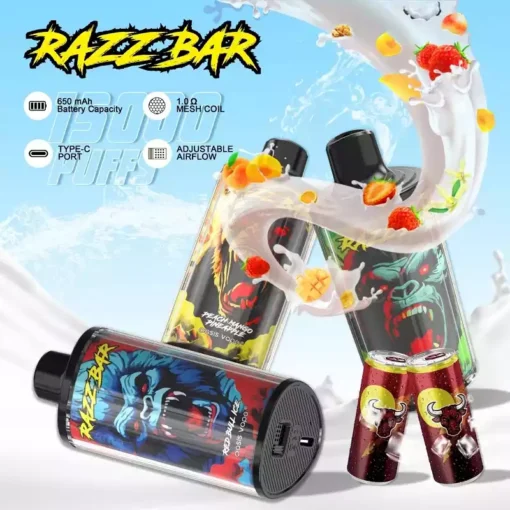 High Quality Razzbar 15000 Puffs Rechargeable Disposable Vape Featuring Salt Nicotine