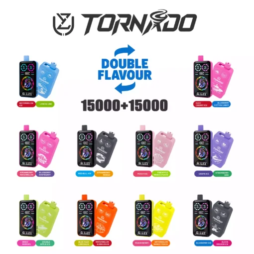High Quality UZY TORNADO 30000 Double Flavors Disposable Vape Featuring Fast Type C Charging and Nicotine Variety