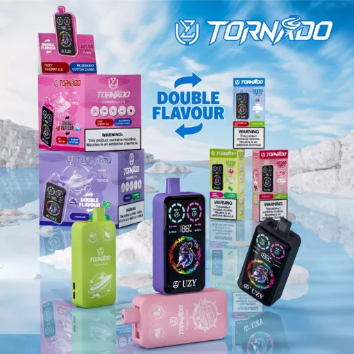 High Quality UZY TORNADO 30000 Double Flavors Disposable Vape Featuring Fast Type C Charging and Nicotine Variety