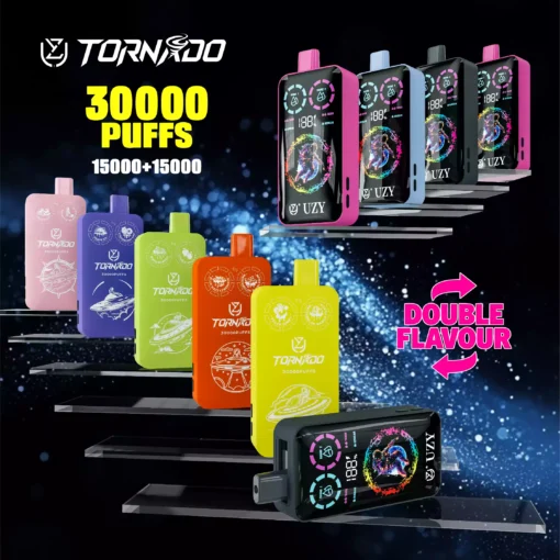 High Quality UZY TORNADO 30000 Double Flavors Disposable Vape Featuring Fast Type C Charging and Nicotine Variety