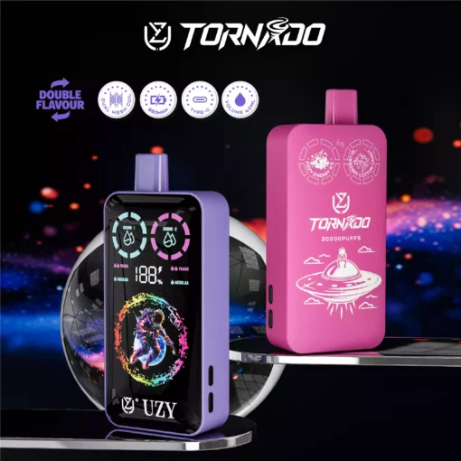High Quality UZY TORNADO 30000 Double Flavors Disposable Vape Featuring Fast Type C Charging and Nicotine Variety
