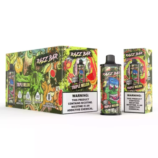 Quality Assured Razzbar 30000 Puffs Salt Nicotine Vape With Nicotine Options At 2 and 5 Percent