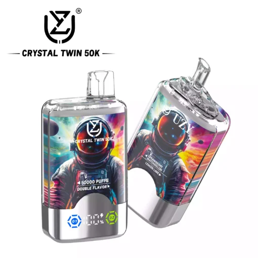 Quality UZY CRYSTAL TWIN 50000 Double Flavors Disposable Vape Rechargeable Equipped with LED Screen and Type C Port