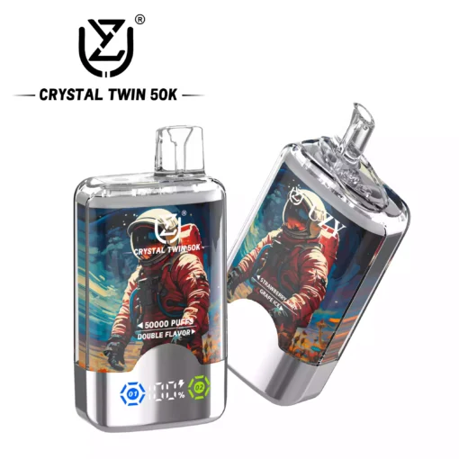 Quality UZY CRYSTAL TWIN 50000 Double Flavors Disposable Vape Rechargeable Equipped with LED Screen and Type C Port