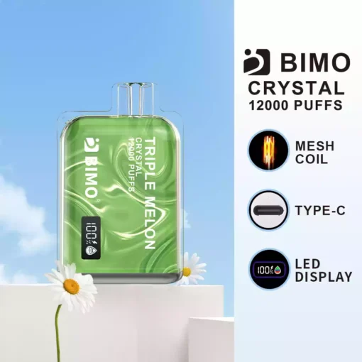 High Performance BIMO CRYSTAL 12000 PUFFS Vape Designed with 1.20 Ohm Dual Mesh Coils