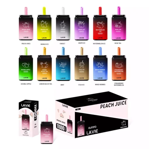 Premium Disposable Vape LAVIE Aurora 11000 Puffs with 2 Percent and 5 Percent Salt Nic and Type C Charging
