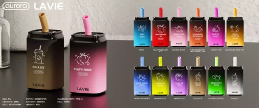 Premium Disposable Vape LAVIE Aurora 11000 Puffs with 2 Percent and 5 Percent Salt Nic and Type C Charging