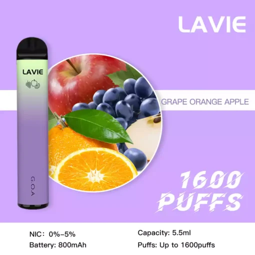 Premium Disposable Vape Lavie Bar 1600 Puffs with 5.3ml E Liquid and Long Lasting 800mAh Battery